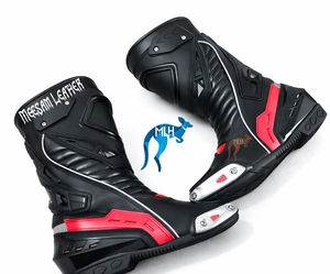 Bottes de moto en cuir pour hommes, design unique et tendance, qualité supérieure, doublure en mesh respirant, style course, ventilées, blanches - Product Image 3