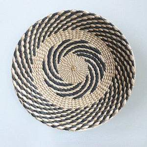 Modern Grass Wall Basket Decor Eco-Friendly Round Woven Wall Art For Living Room Natural <b>Hanging</b> Decorative Wall Basket - Product Image 5