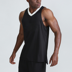 <b>Men's</b> <b>Black</b> V-Neck Sleeveless <b>Tank</b> <b>Top</b> Breathable Knitted Casual Wear - Product Image 5