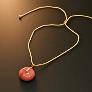 Natural Crystal Pendant Necklace 1-Inch Blushstone Amulet with Adjustable <b>Rope</b> for Men & Boys - Product Image 2
