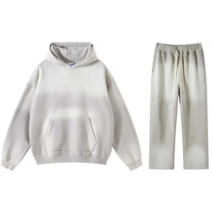 Ensemble de survêtement unisexe en molleton de coton, coupe oversize, dégradé ombré, haute qualité, style streetwear, deux pièces - Product Image 1