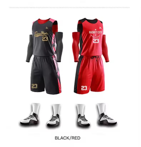 Conjunto de Camiseta de Baloncesto Super Royals, Negro y Rojo, Sublimada, Absorbente de Humedad, Unisex, para Adultos, 100% Poliéster, Sin Mangas - Product Image 1