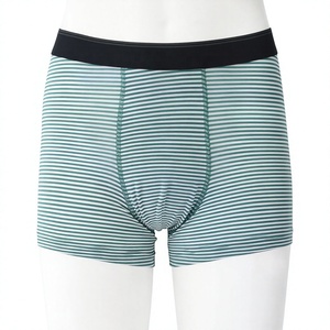 Men's Cotton Underwear Comfortable Breathable <b>Boxer</b> Shorts Mid-Waist Fit Custom Logo Breathable Cotton Stripped Underwear <b>Trunks</b> - Product Image 1