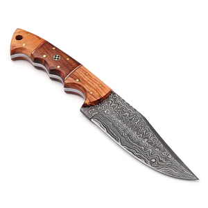 Cuchillo de Caza y Camping de Acero de Damasco, Servicio de Fabricación Personalizada con Mango de Madera y Funda de Cuero, Suministro al por Mayor - Product Image 3