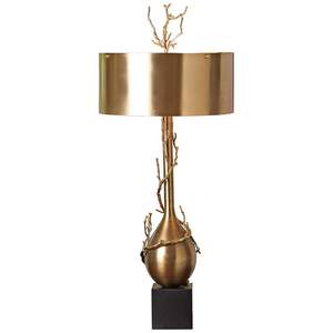 Lampe de table en métal écologique sculpturale dorée de luxe, décoration d'intérieur moderne, design abstrait en forme de branche, hôtels, design haut de gamme - Product Image 2