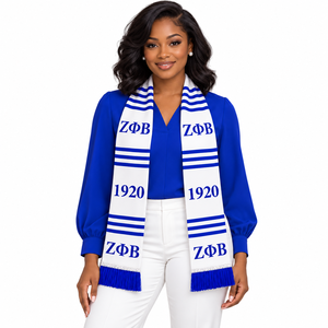 Écharpe de graduation en acrylique tricotée personnalisée Zeta Phi Beta 1920, étole, sash, accessoires grecs pour sororité - Product Image 1