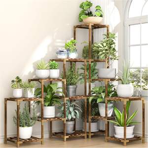 Support d'angle pour plantes d'intérieur et d'extérieur, grande étagère à plusieurs niveaux avec espace pour suspendre des pots de fleurs, pour balcon - Product Image 3