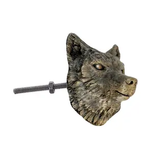 狼动物家具古董黄铜铸铁门抽屉橱柜旋钮和拉手【ABK 83]