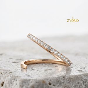 18K Gold Luxury Open Crossover <b>Ring</b> With Brilliant Round Moissanite Stones High End Designer <b>Fine</b> Jewelry <b>Ring</b> - Product Image 1