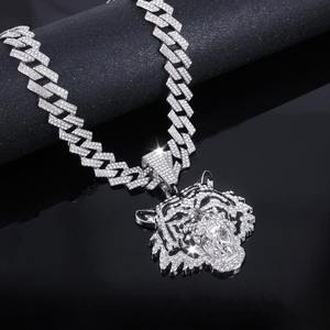 Collar de Lujo con Colgante de Cabeza de Tigre con Diamantes de Alta Calidad, Estilo Hip Hop, Collar de Animales con Incrustaciones de Diamantes para Hombre, Disponible a Precio de Exportación - Product Image 1