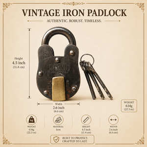 SHUBHAM Vintage Iron Brass Pad <b>Lock</b> Keyed Safety <b>Latch</b> <b>Lock</b> with 3 Keys for Outdoor Door Security - Product Image 3