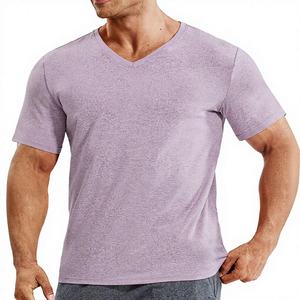 T-shirts de compression sportifs tricotés imprimés de haute qualité en gros, 95 % coton 5 % élasthanne, 200 g, vierges, respirants, à manches courtes pour la gym - Product Image 3