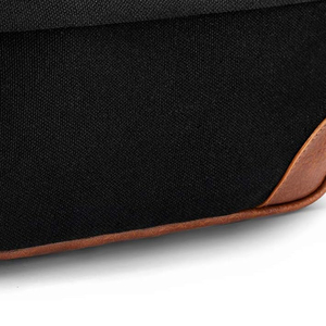 Vintage Black Canvas Toiletry <b>Bag</b> with Brown Leather Handle Zipper Cosmetic <b>Wash</b> Travel Pouch - Product Image 3