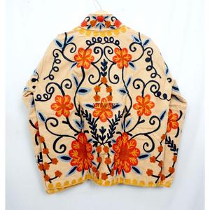 Amazing Look Cotrise Embroidery Floral Quilted Autumn Winter <b>Jacket</b> Women's Regular Length <b>Mandarin</b> <b>Collar</b> Full Sleeve Button - Product Image 6