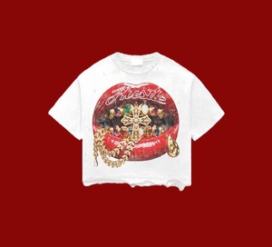 เสื้อยืดครอปพิมพ์ลายดิจิตอลประดับเพชรเทียม ผ้าฝ้าย 100% ทรงโอเวอร์ไซส์ สไตล์สตรีทแวร์ลำลองสำหรับผู้ชาย - Product Image 1