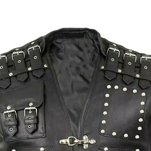 Custom Design Professional Comfortable Fabric Men's Casual Spring Outerwear Leather <b>Vest</b> Motorbike Sleeveless Waterproof - Product Image 4