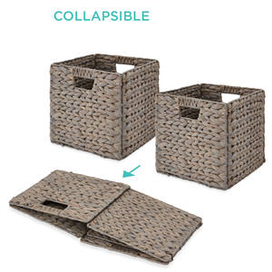 Cesta de Almacenamiento Plegable de Jacinto de Agua, Organizador Plegable, Cesta Cubo, Cesta Ahorradora de Espacio para Organización de Estantes - Product Image 2