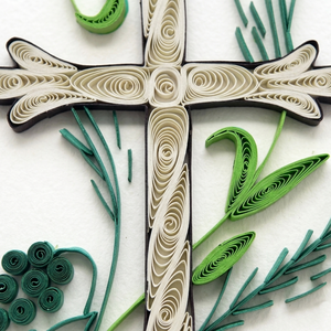 Carte de vœux religieuse en quilling avec croix, faite à la main, avec enveloppe, pour Noël, carte en quilling 3D pour événements religieux - Product Image 2