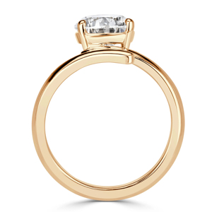 Bague de fiançailles pour femme en or massif 18 carats avec diamant rond, style classique - Product Image 3