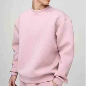 Sudadera de Felpa Extra Grande para Hombre, Color Rosa, Cuello Redondo, Corte Regular, Informal, para Otoño, Transpirable, Tejida, de Color Sólido - Product Image 1