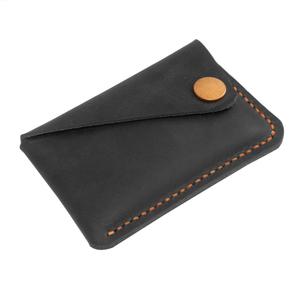 Minimalist Genuine Leather <b>Card</b> Holder Black Button Closure 4 Inch Slim Wallet for Credit <b>Cards</b> Leather <b>Card</b> Holder <b>Card</b> Holder - Product Image 1