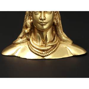 Escultura de latón de 5 pulgadas hecha a mano del dios hindú Adiyogi Shiva hecha en la India - Product Image 2