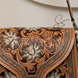 Bolso de Cuero Floral Repujado Artesanal Estilo Western de Gran Venta, Bolso Cruzado Vaquero con Asa Repujada, Bolsos de Cuero Personalizados - Product Image 3