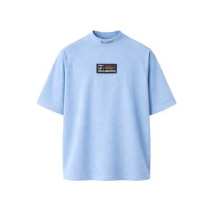 บริการ OEM สำหรับเสื้อยืดผู้ชายไซส์ใหญ่ ขายส่ง เสื้อยืดแฟชั่นสตรีทแวร์ปักลายสีน้ำเงินรอยัล 250GSM สำหรับฤดูร้อน - Product Image 4