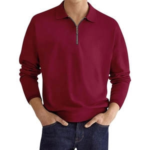 Camiseta Polo de Manga Larga para Hombre con Cuello de Cierre de Cremallera, Estilo Casual, Color Sólido, Precio Razonable - Product Image 4