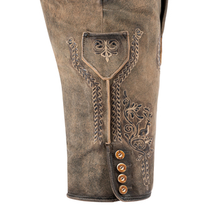 Men's Stylish Casual Bavarian 100% Leather High Waist Eco-Friendly Embroidered Breathable <b>Waterproof</b> <b>Shorts</b> - Product Image 3