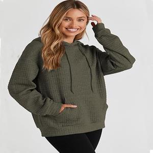 Wholesale Ladies Premium Fleece Hooded Pullover <b>Waterproof</b> & Breathable Polyester/Cotton Custom Embroidery Clothing Manufacturer - Product Image 1