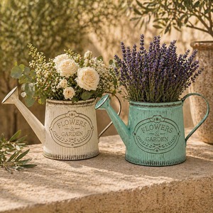 Regadera de metal galvanizado, maceta decorativa para jardín de hadas, mejora el atractivo visual del jardín, de la India. - Product Image 6