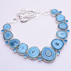 925 <b>Solid</b> <b>Silver</b> <b>Necklace</b> with Natural Solar Quartz Druzy Gemstone Vintage Link Chain for Gift Number Shape/Pattern - Product Image 4