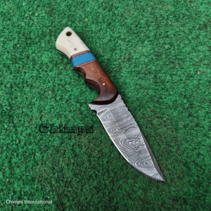 Couteau de chasse Skinner en acier Damas de qualité supérieure, poignée confortable, personnalisable, OEM, camping, extérieur, EDC, à changement rapide - Product Image 6