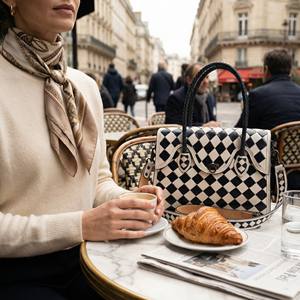 Bolso Bandolera de Cuero Genuino 100% con Patrón a Cuadros, Estilo Boho Vintage para Dama, Novedad 2026, Elegante - Product Image 3