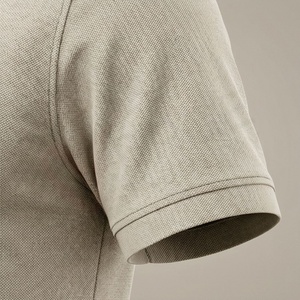 Polo à manches courtes pour homme, beige, 100% coton, tricoté, décontracté, uni, respirant, coupe classique, boutons - Product Image 6