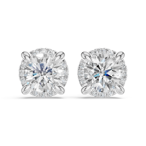 Rose Gold 18k Gold Plated Moissanite <b>Stud</b> <b>Earrings</b> Round Brilliant Cut Claw Setting Flower Design Women's Wedding Jewelry Luxury - Product Image 3