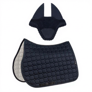 Almohadilla de Silla de Montar Morada para Doma con Juego de Orejeras a Juego, Acolchado Hexagonal, Forro de Malla de Poliéster, Equipo de Entrenamiento Ecuestre - Product Image 2