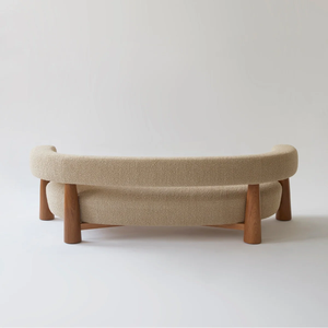 Sofá Curvo de Tres Plazas con Patas de Madera, Respaldo Acolchado, Diseño Escandinavo, Muebles para Sala de Estar - Product Image 5