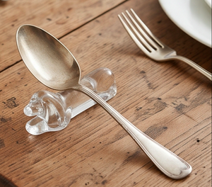 Support à cuillère en forme de chien teckel en cristal transparent, parfait pour la table et comme support d'ustensiles de cuisine - Product Image 5