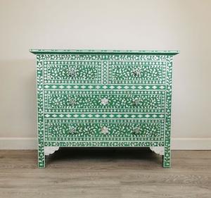 Modern Green Mother of Pearl Inlay <b>Chest</b> of Drawers Luxury Bedroom <b>Storage</b> Cabinet Mediterranean Style Living Room Cabinet - Product Image 4