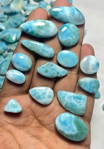 Larimar 100% naturel, cabochons de formes variées, pierres précieuses en vrac, 15-40 mm, perles faites à la main, fabrication de bijoux, prix de gros - Product Image 2
