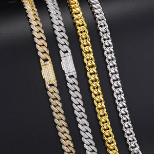 Nuevo collar de cadena cubana con diamantes de moissanita de diseño moderno, unisex, de dos tonos, oro rosa, estilo hip hop para hombre. - Product Image 5