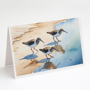 Whimsical A7 Size <b>5x7</b> Blank Note Cards Sandpipers Greeting Cards Pack of 8 with <b>Envelopes</b> Blank Cards for Personalized Notes - Product Image 1