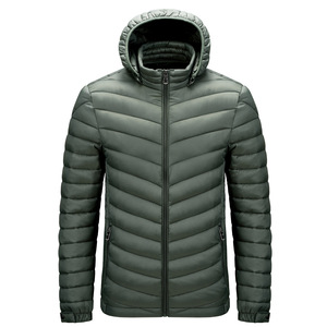 Custom Men's Puffer <b>Jacket</b> Autumn <b>Winter</b> Lightweight Polyester Fiber Removable Hood Reversible Breathable Stand Collar Pattern - Product Image 5