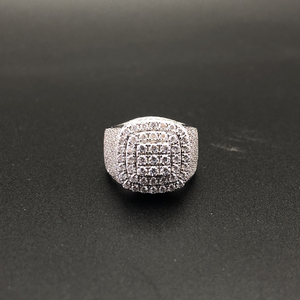 Iced Out Moissanite Diamond <b>Ring</b> 925 <b>Silver</b> Luxury Hip Hop <b>Statement</b> <b>Ring</b> - Product Image 2