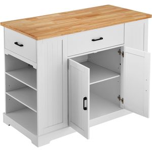 Mobiletto Moderno da 46 Pollici con Piano in Legno, Cassetto e Ripiano Regolabile in Rovere, Carrello da Cucina da 46 Pollici, Stile Rustico - Product Image 2