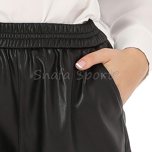 กางเกงขาสั้นหนังแท้เอวกลางสำหรับผู้หญิง แฟชั่นฤดูร้อน สวมใส่สบาย หนังนุ่ม ทันสมัย ปิดด้วยกระดุม แห้งเร็ว - Product Image 5
