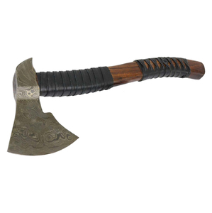 Handmade <b>Axe</b> Damascus Steel Blade Wood <b>Handle</b> With Leather Sheath Outdoor <b>Axe</b> Custom <b>Axe</b> - Product Image 2