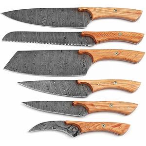BA Enterprises Handmade 6 Piece Damascus Steel <b>Knife</b> <b>Set</b> Wood Handle Handmade <b>Sharp</b> Chef <b>Knives</b> 96 Layers Carbon Steel Blade - Product Image 5